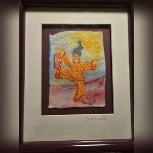 The Jester Painting By S.N.Ruth, Watercolor On Handmade Paper,Wall Hanging Frame